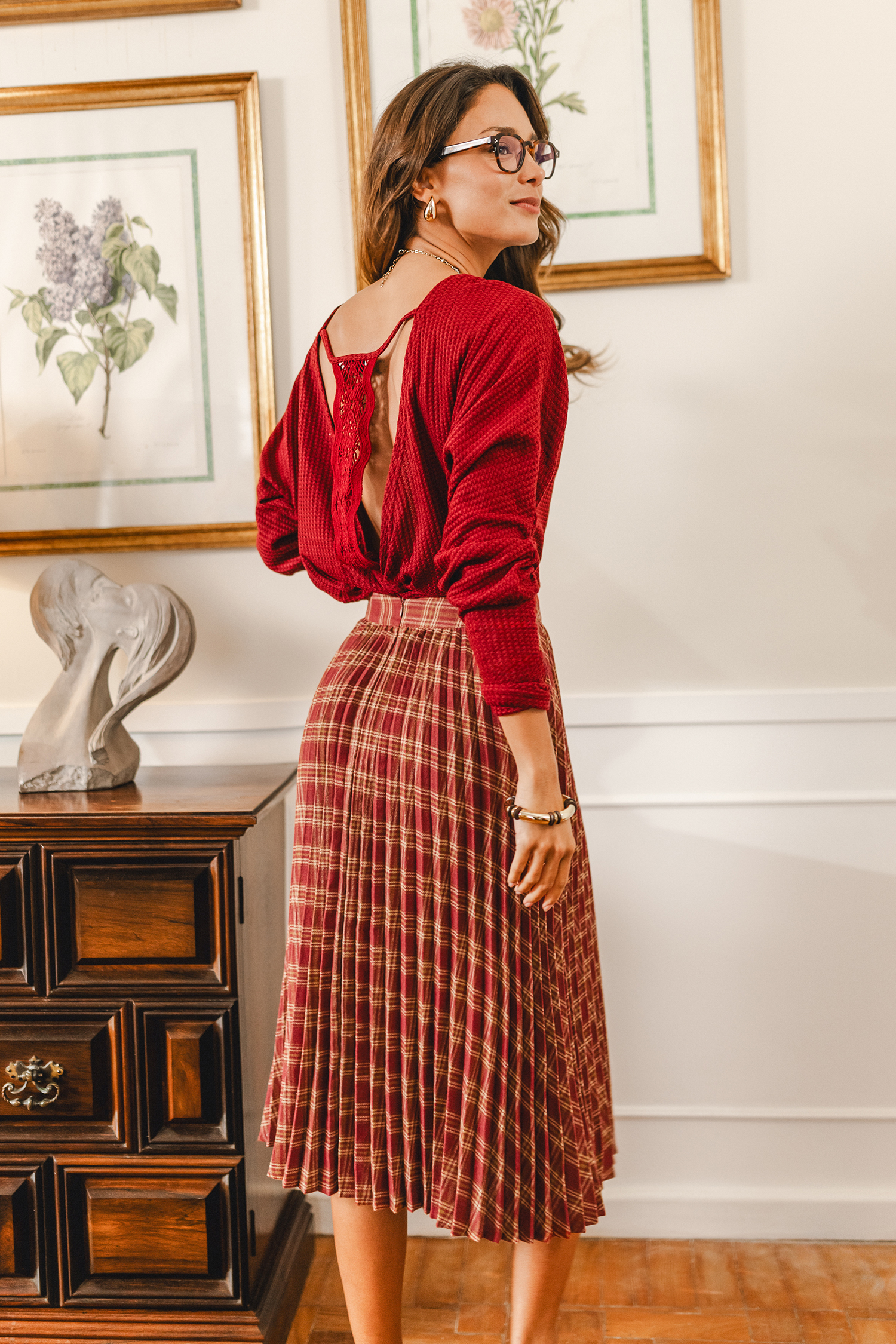 Crossed Paths Plaid Midi Skirt