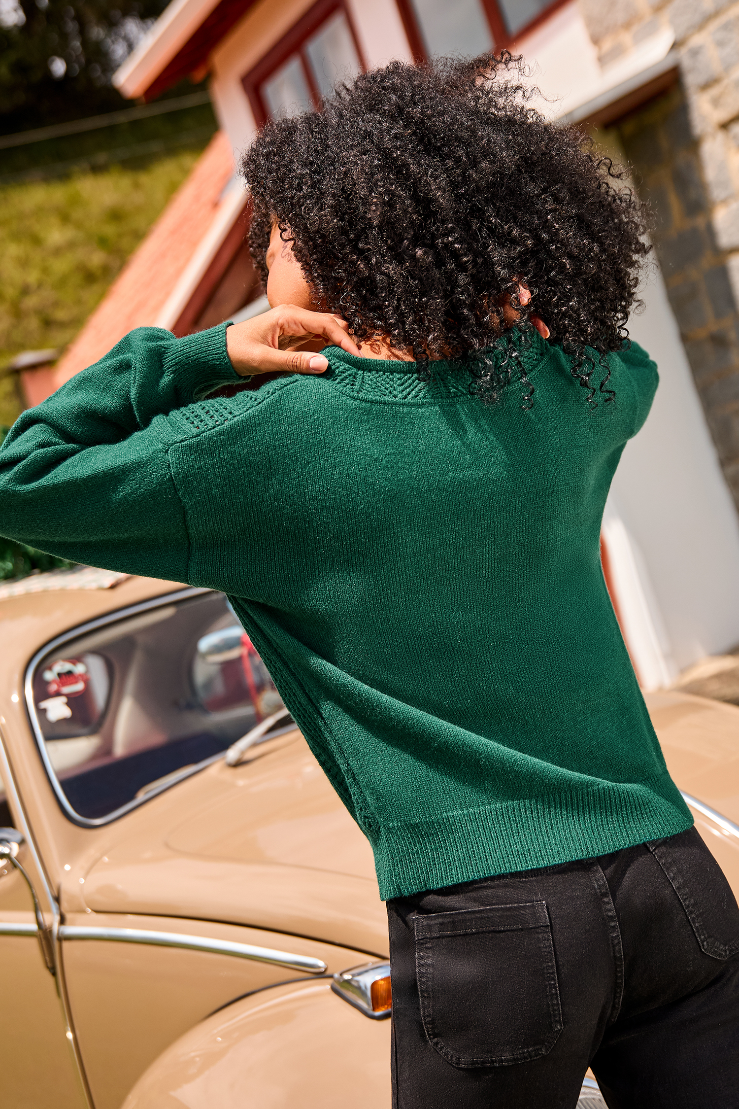 Cardigan verde effetto 