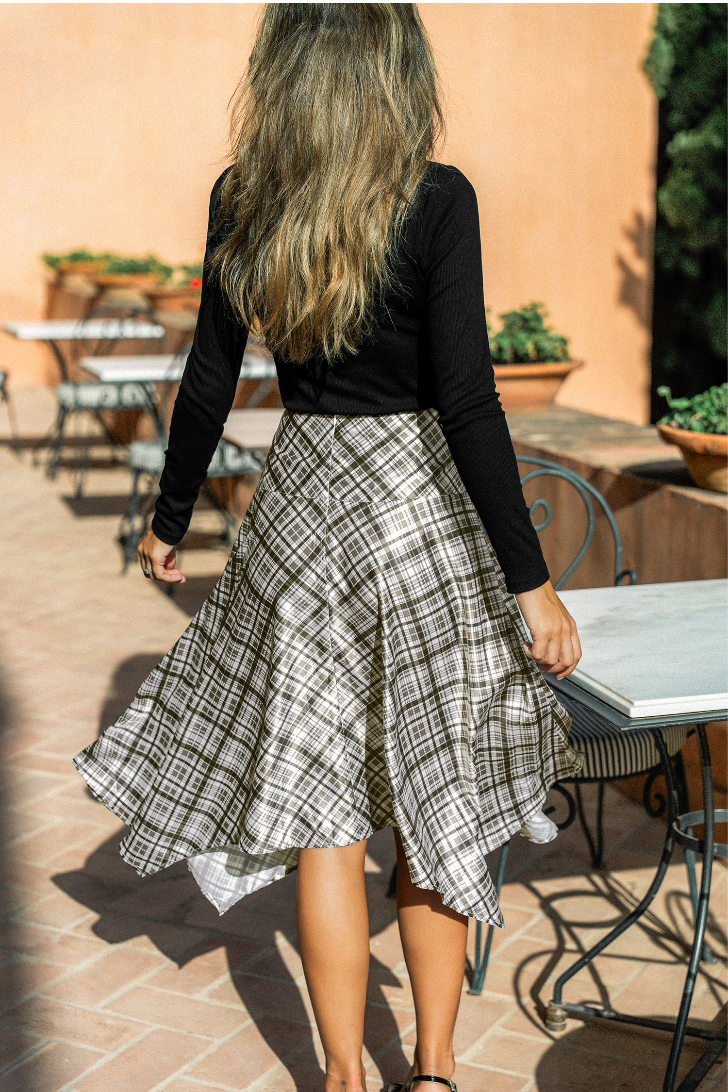 Slower Pace Plaid Midi Skirt