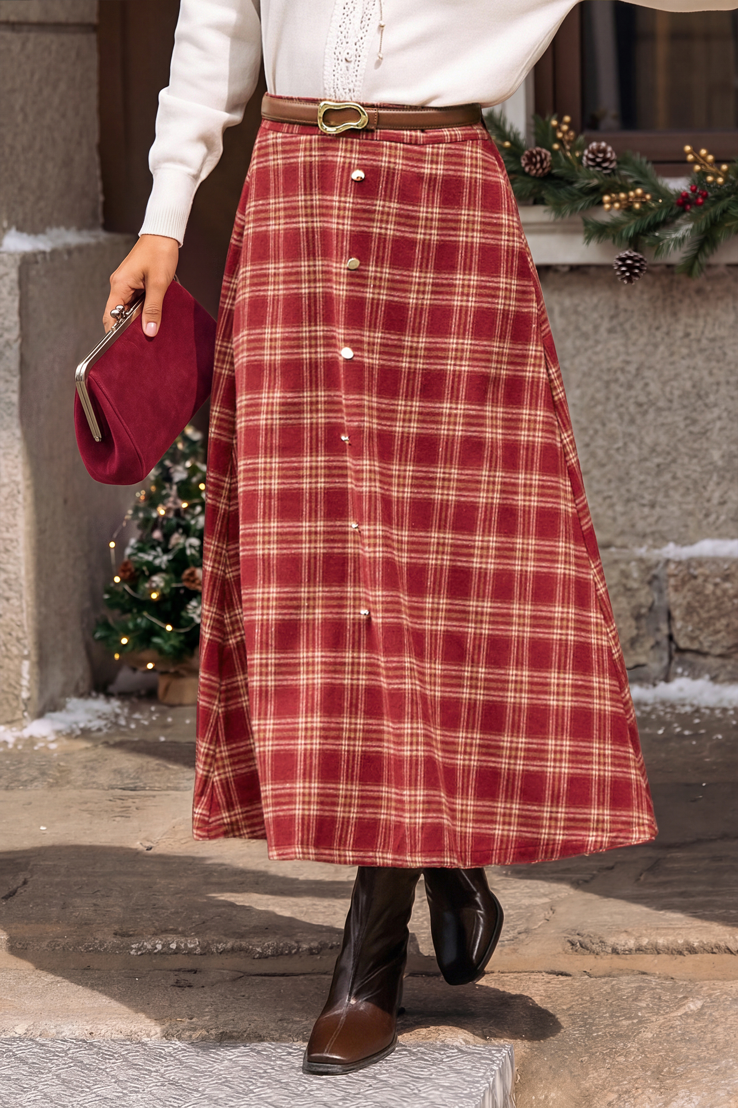 Brisk Autumn Plaid Maxi Skirt